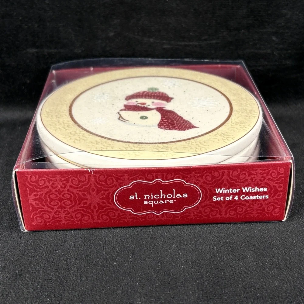 St Nicholas Square Snowman Spreaders (4) Coasters (4) Winter Wishes‎ Christmas